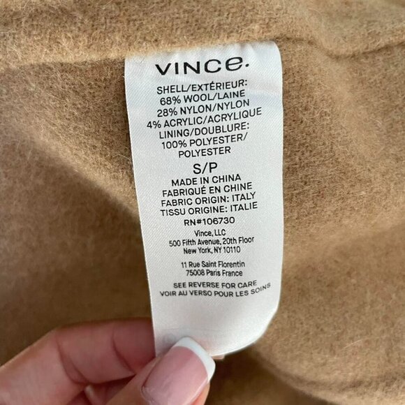 Vince Camel Wool Blend Double Breasted Trench Coat | Womens Size Small - Picture 8 of 8